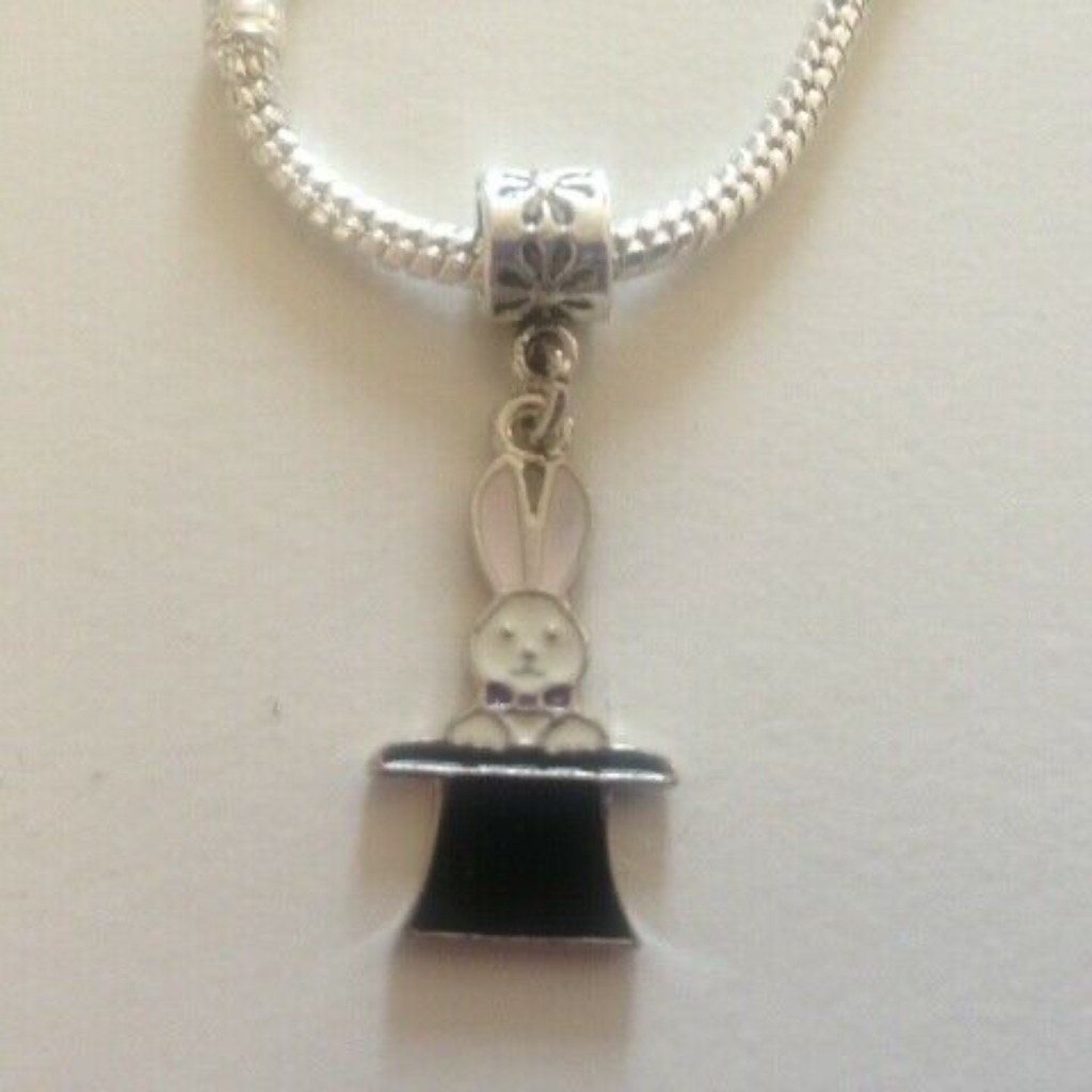 “Bunny” Silver Plated Dangling Charm Bead For European Style Charm Bracelets
